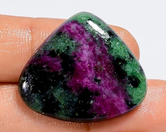 Ruby Zoisite Heart Cabochon: 34 Ct Loose Gemstone (24X28X5 mm)