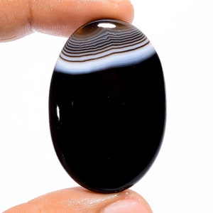 Black Botswana Agate Gemstone Oval Shape Cabochon Gemstone For Making Jewelry 57.5 Ct 36X27X7mm B48