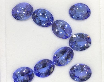 Tanzanite Gemstone Lot: 9 Oval AAA Faceted Stones (8x10mm)