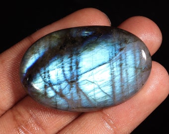 Incredible Top Quality Natural Labradorite Oval Shape Cabochon Loose Gemstone For Making Jewelry 90.65 Ct 44X28X8 MM D-125