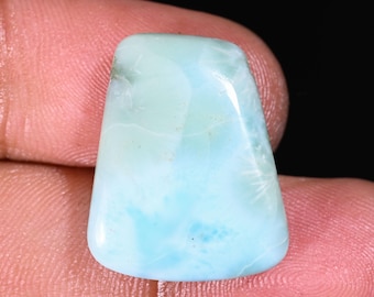 Natural Larimar Cabochon: Fancy Shape Loose Gemstone (23X18X6 MM, 23.20 Ct)