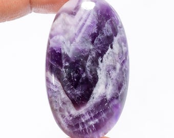 Natural Chevron Amethyst Cabochon: Oval Gemstone (45x26x7mm)