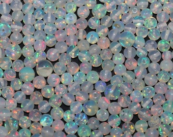 Ethiopian White Opal Round Beads: Natural Opal Gemstone Balls (3-7mm)