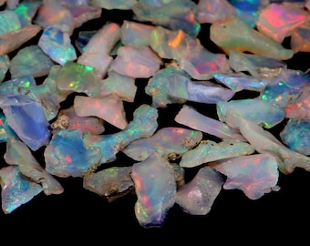 10 Pcs Welo Opal Rough: AAA Grade Ethiopian Rainbow Fire Opal