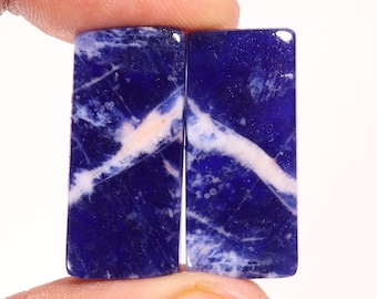 Wonderful Top Quality Natural Sodalite Rectangle Shape Cabochon Loose Gemstone For Making Jewelry 27.75 Ct 28X12X4 MM SS-168