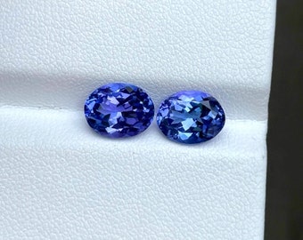 Pair AAA Tanzanite Gemstones: 8x10mm Oval Faceted Cut