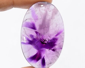 Trapiche Amethyst Gemstone: Oval Cabochon, 57.5 Ct, 40X26X6 mm