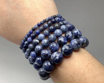 Blue Sodalite Crystal Bracelet: Polished Gemstone Jewelry
