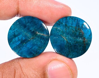Par de cabujones de apatita azul natural: 47,25 ct, 20 x 5 mm