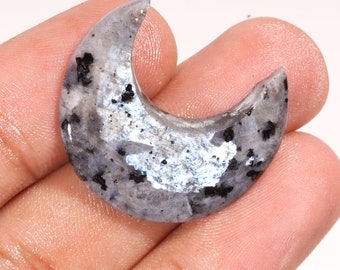 Larvikite Gemstone Moon Shape Cabochon Loose Gemstone For Making Jewelry 22.20 Ct 30X14X4 MM SS-180