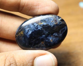 Pietersite Cabochon: Natural Flat Back Gemstone (37x25x6mm, 38 CT)