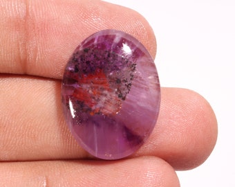 Trapiche Amethyst Cabochon: Oval Loose Gemstone (25X19X5 MM)