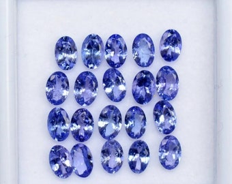 25 Pcs Tanzanite Gemstone Lot: Faceted Oval AAA, 6x4mm