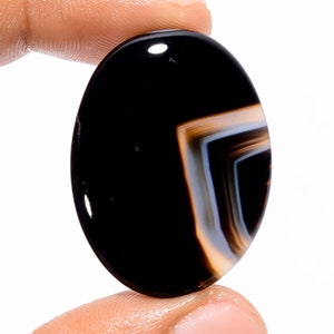 Black Botswana Agate Gemstone Oval Shape Cabochon Gemstone For Making Jewelry 38 Ct. 34X26X6 mm B-56