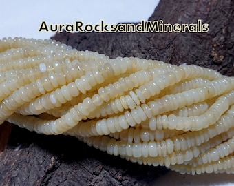 Yellow Opal Beads: 4-6mm Smooth Round Semi Precious Gemstone Strand