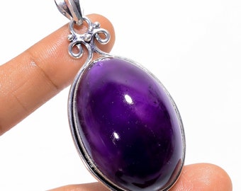 Oval Amethyst 925 Sterling Silver Pendant - February Birthstone