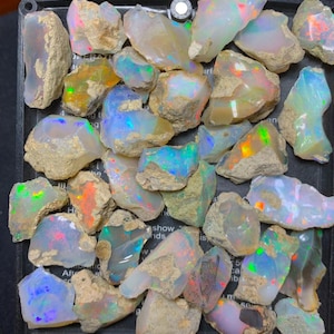 100 Pcs Ethiopian Opal Rough Gemstone: Untreated Healing Crystals