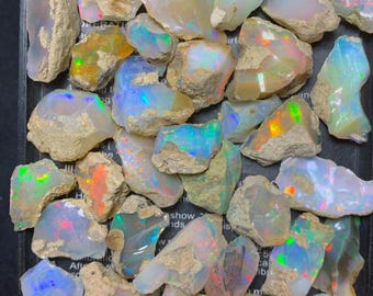 100 Pcs Ethiopian Opal Rough Gemstone: Untreated Healing Crystals