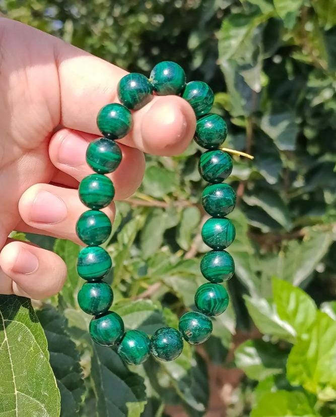 Bracciale Elastico In Malachite &ndash; Pietre Preziose Naturali, Braccialetto Curativo E Scheggiato