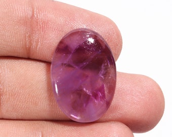 Trapiche Amethyst Cabochon: Oval Loose Gemstone (17.90 Ct, 26X18X4 MM)