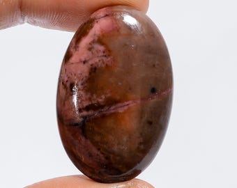 Oval Rhodonite Cabochon: Loose Gemstone (33X21X6 mm)