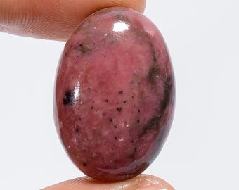Oval Rhodonite Cabochon: 39.5 Ct Loose Gemstone, 25x17x6 mm