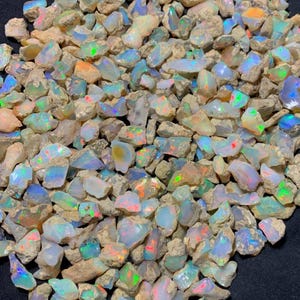 100 Pcs Ethiopian Opal Rough: Rainbow Fire AAA Grade