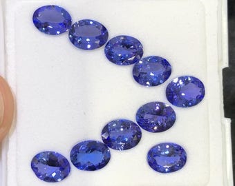 Tanzanite Gemstone Lot: 10 Oval AAA Quality Stones (8x10mm)