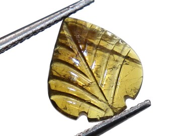 Tourmaline Leaf Shape Carved Loose Gemstone For Making Jewelry 10x8x3mm P16