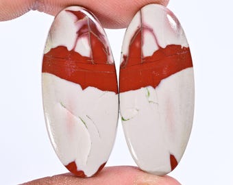 Noreena Jasper Cabochon Pair: Natural Oval Gemstones, 37.30 ct