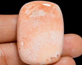 Pink Scolecite Cabochon: Radiant Gemstone for Jewelry Making (57.5 Ct, 35X26X8 mm)