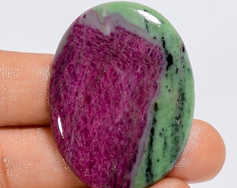 Ruby Zoisite Oval Cabochon: 51.5 Ct Loose Gemstone (39X30X4 mm)