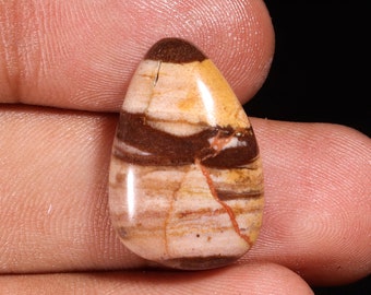 Natural Agate Jasper Cabochon: Fancy Gemstone for Jewelry Making (17.50 Ct, 23X16X6 MM)