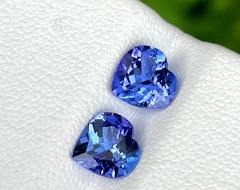 5mm 2 Pcs Blue Tanzanite Heart Shapped Natural Tanzanian Loose Gemstone