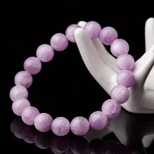 Kunzite Bracelet | 8mm Natural Kunzite Stretchable Beaded Gemstone Bracelet | Healing Bracelet | Heart Chakra