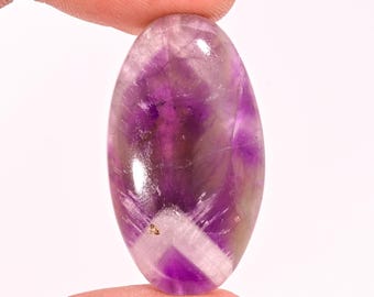 Natural Chevron Amethyst Cabochon: Oval Loose Gemstone (34X19X7 MM)