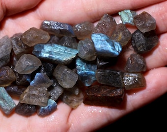 100 Pcs Raw Labradorite: AAA Purple Loose Gemstone Making