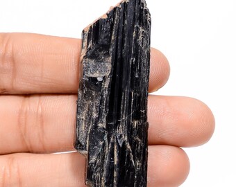 Black Tourmaline Druzy Gemstone Slice: 120.5 Ct, 54X18X11 mm