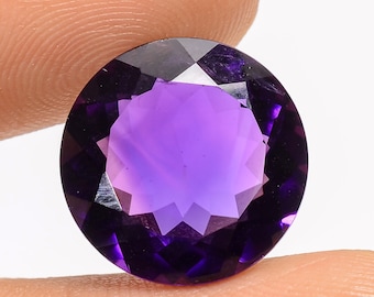 Natural Amethyst Gemstone: Round Cut Loose Stone, 10.5 Ct (15X15X8mm)