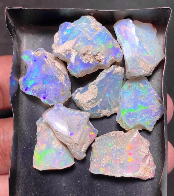 50 Carat Ethiopian Welo Opal Rough Lot, AAA Grade Natural Fire Crystals for Jewelry Making, Bulk Raw Gemstone Supplies, Craft Stones