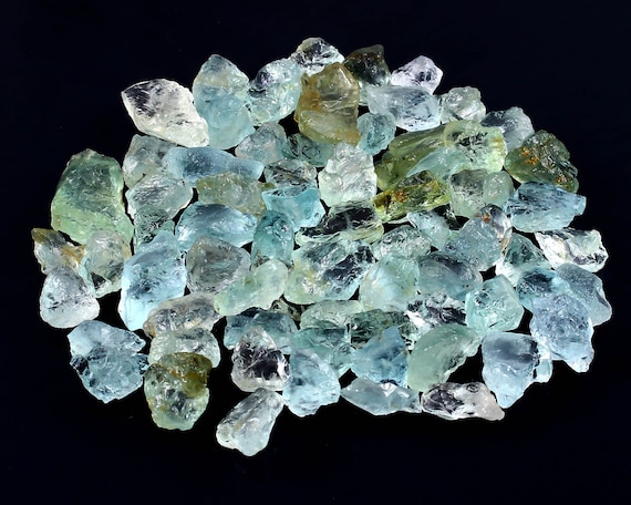 100 Aquamarine Rough Stones: Natural Healing Crystals (4-7mm)