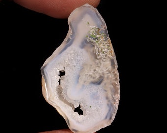White Botswana Agate Cabochon: Fancy Shape Loose Gemstone, 28.25 Ct (35X21X5 MM)