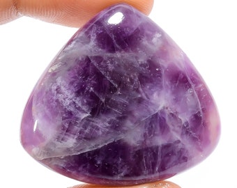 Chevron Amethyst Heart Cabochon: 72 Ct Loose Gemstone