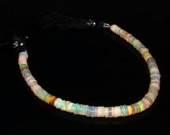 Ethiopian Opal Beads Strand: Natural Faceted Roundel Fire Opal Stone (3mm 6mm)