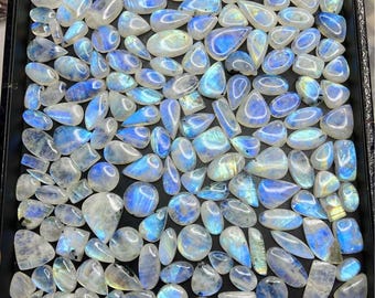 1 kg de cabujones de piedra lunar arcoíris: Gemas sueltas de calidad AAA, formas mixtas