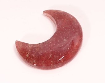 Incredible Top Quality Strawberry Quartz Moon Shape Cabochon Loose Gemstone For Making Jewelry 44.00 Ct 35X16X6 MM SS-201