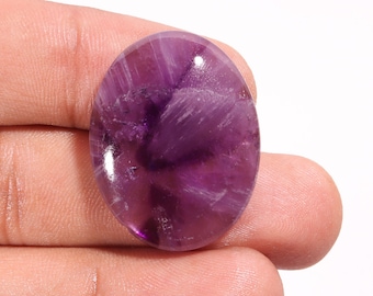 Trapiche Amethyst Cabochon: Oval Loose Gemstone, 42.00 Ct (31X24X7 MM)