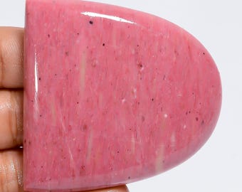 Rhodonite Gemstone Cabochon: D Shape Loose Stone (53x52x7 mm)
