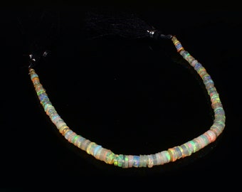 Ethiopian Opal Beads Strand: Natural Faceted Roundel Fire Opal Stone