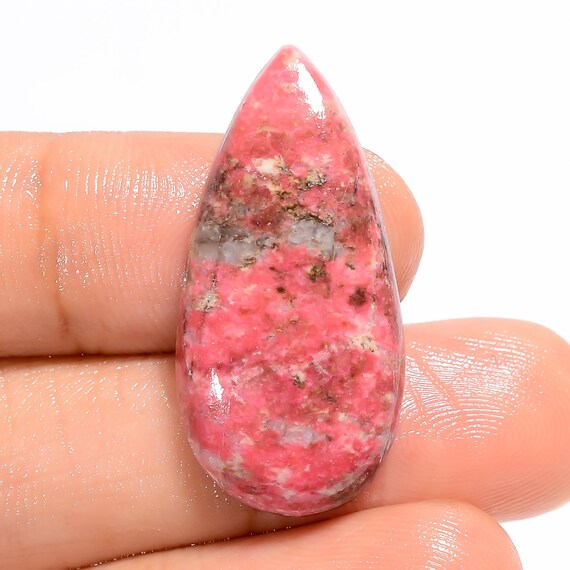 Pink Thulite Gemstone Pear Cabochon: Jewelry Making Ct